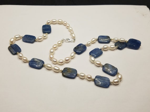 Kyanite Tiles and Fresh-Water Pearls