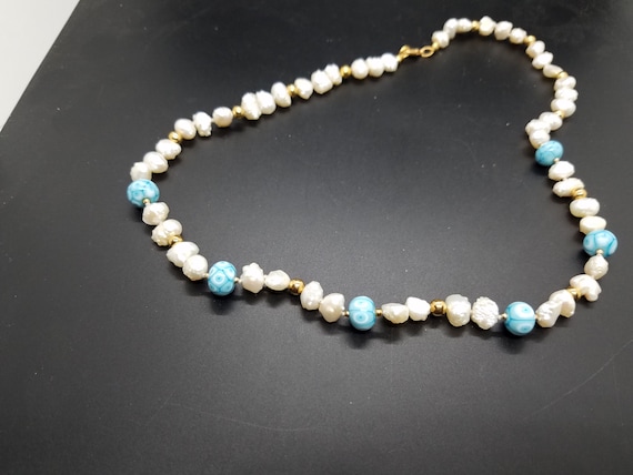 Torchwork Glass and Baroque Fresh Water Pearls