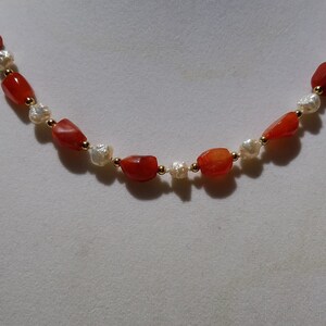Carnelian and Baroque Fresh Water Pearls