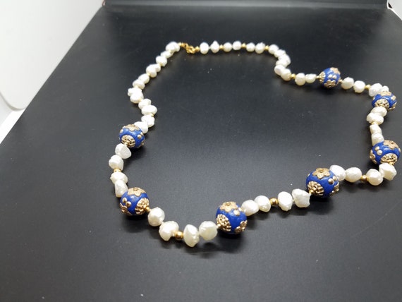 Mongolian Style Resin Beads with Baroque Fresh-Water Pearls