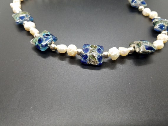 Torch-Work Glass Beads with Baroque Fresh Water Pearls