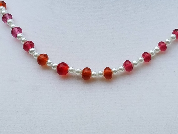 Torch-Work Cranberry Glass Beads with Glass Pearls