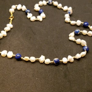 Sodalite and Baroque Fresh Water Pearls