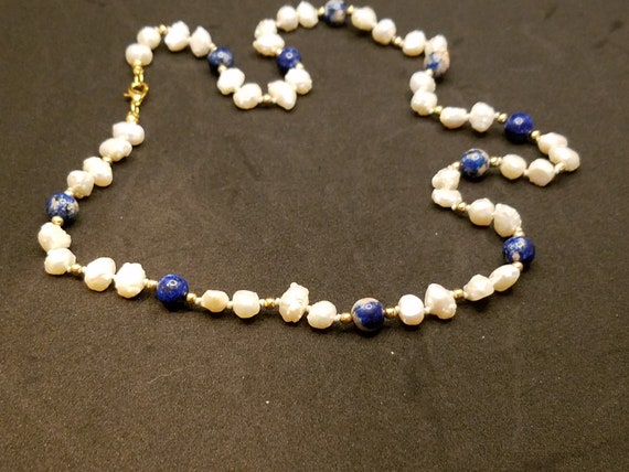 Sodalite and Baroque Fresh Water Pearls