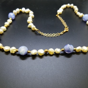 Lavender Dichroic Glass and Baroque Fresh Water Pearls