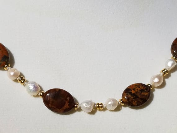 African Green Opal and Baroque Fresh Water Pearls