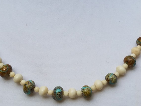 Lamp-Work Glass and Bone Beads Necklace