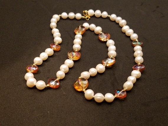 Copper Crystal Glass and Fresh-Water Pearls