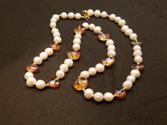 Copper Crystal Glass and Fresh-Water Pearls