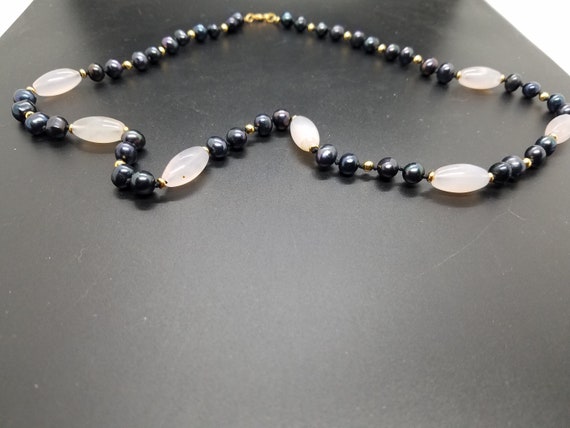 Chalcedony & Black Fresh-Water Pearls