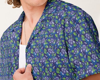 Purple Iris Pattern - Unisex Button-Up Shirt