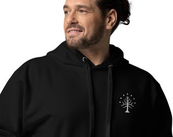 White Tree of Gondor Embroidered on Unisex Hoodie