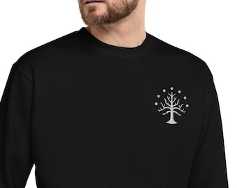 White Tree of Gondor Embroidered on Unisex Fleece Pullover Sweatshirt