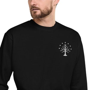White Tree of Gondor Embroidered on Unisex Fleece Pullover Sweatshirt