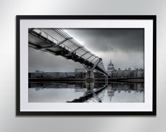 London Millennium Bridge, signed print. Architecture, Wall Art, Cityscape, Wall Art, Photography.