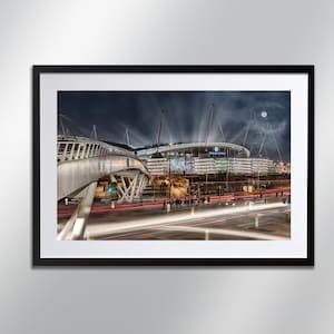 Manchester City Etihad Stadium, signed print. Architecture, Wall Art, Cityscape, Wall Art, Photography.
