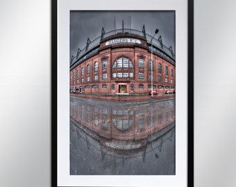 Rangers Ibrox Stadium Glasgow, signed print.  Architecture, Wall Art, Cityscape, Wall Art, Photography.