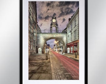 Eastgate Clock Chester, signed print. Architecture, Wall Art, Cityscape, Wall Art, Photography.