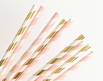 Paper straws, 10 pcs, pape straws gold, paper straws wedding, gold paper straws, mix paper straws, foil gold paper straws, gold foil straws