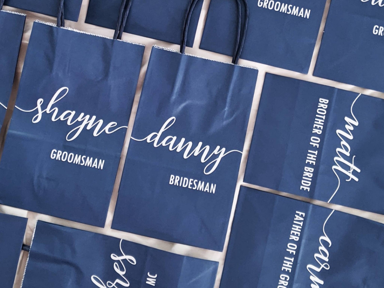 Personalized Navy gift bags Custom gift bag Groomsmen gift Etsy