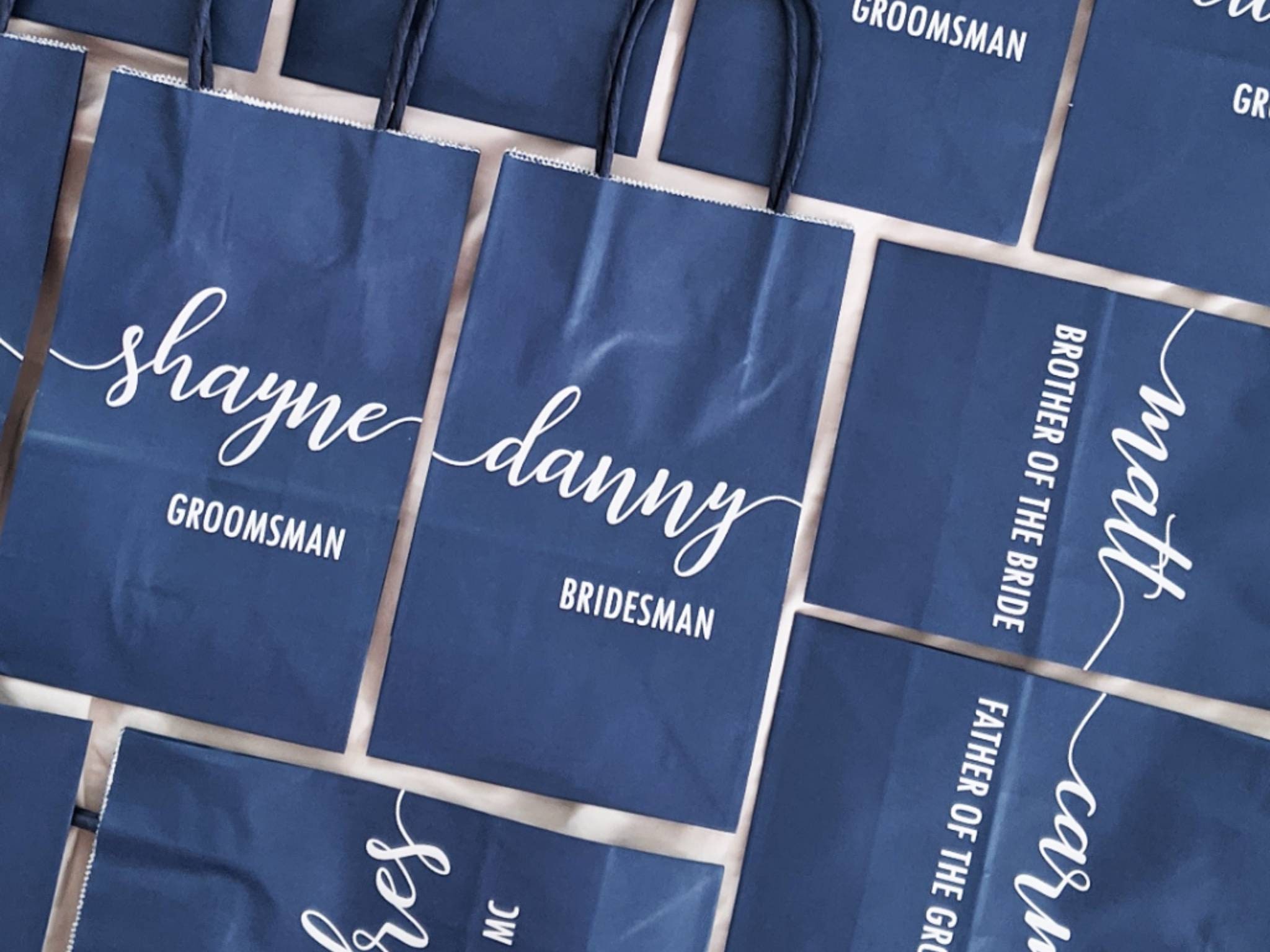 Personalized Navy gift bags Custom gift bag Groomsmen gift Etsy