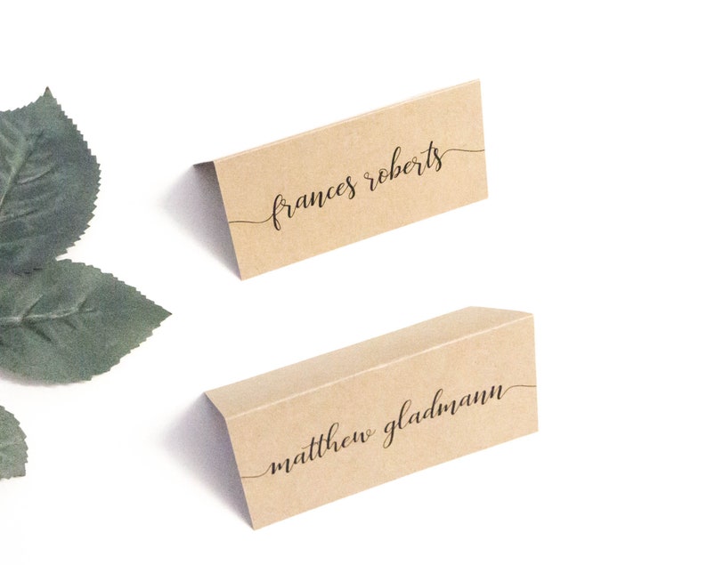 10 Full Name Rustic Wedding Kraft Place Cards Printed Place Etsy