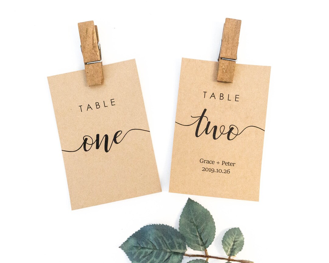 Rustic Kraft Wedding Table Numbers, Printed Table Numbers, Kraft Table
