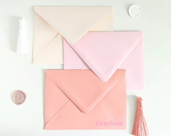 Pink A7 envelopes, Pack of 10, wedding envelopes, invitation envelopes, A7 v flap envelopes, blush envelope, blush a7 envelope