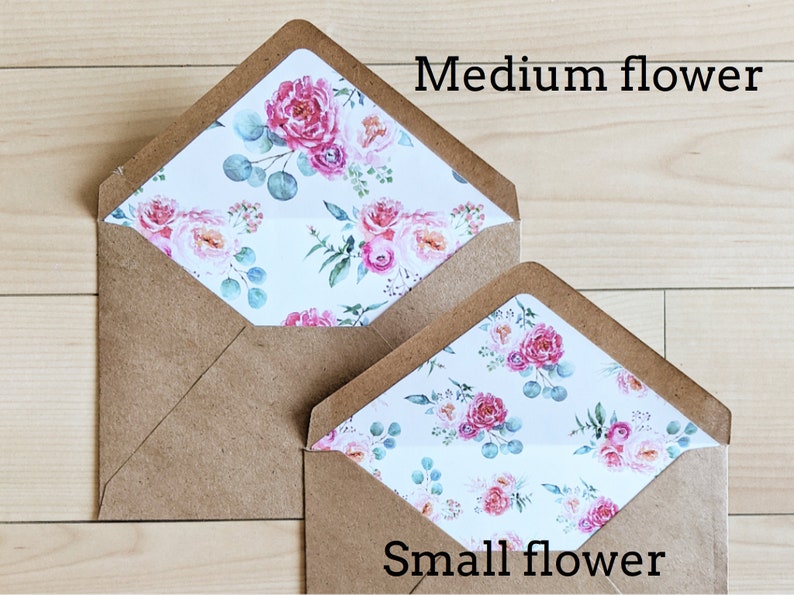 Floral Lined Envelopes Pack of 10 Kraft Flower Lined Etsy