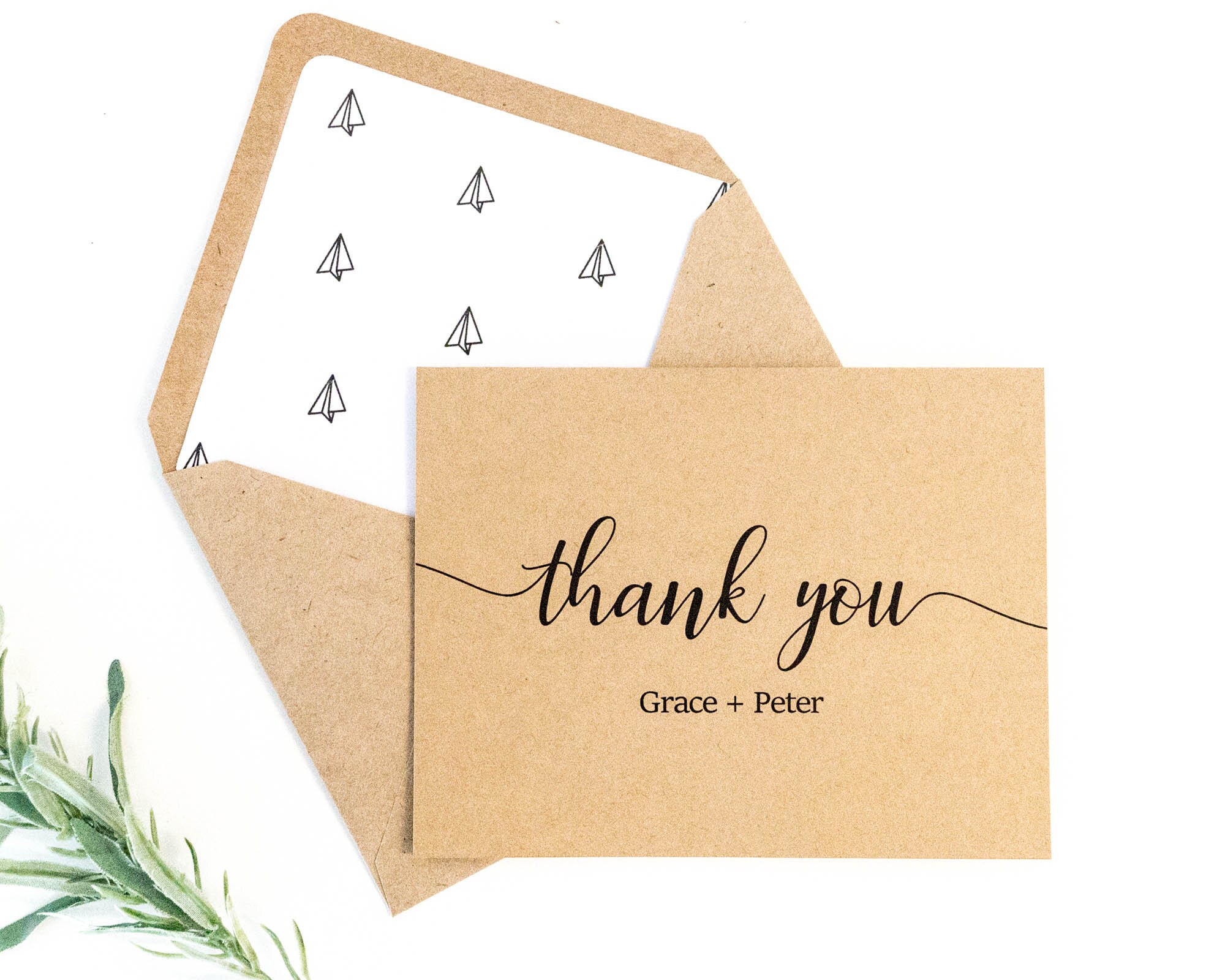 Kraft Rustic Thank You Cards Pack of 10 Personalised Wedding Etsy