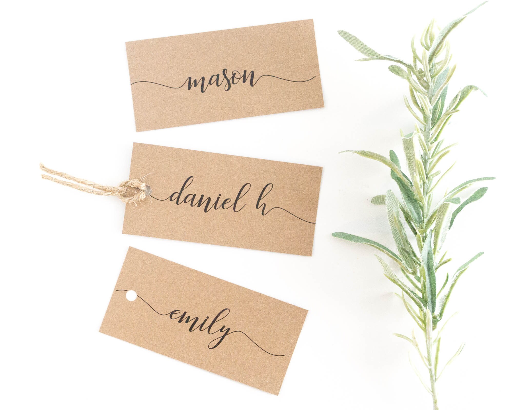 10 Rustic Wedding Kraft Place Cards PRINTED Place Cards | Etsy