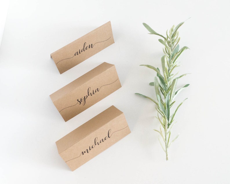 10 Rustic Wedding Kraft Place Cards PRINTED Place Cards - Etsy