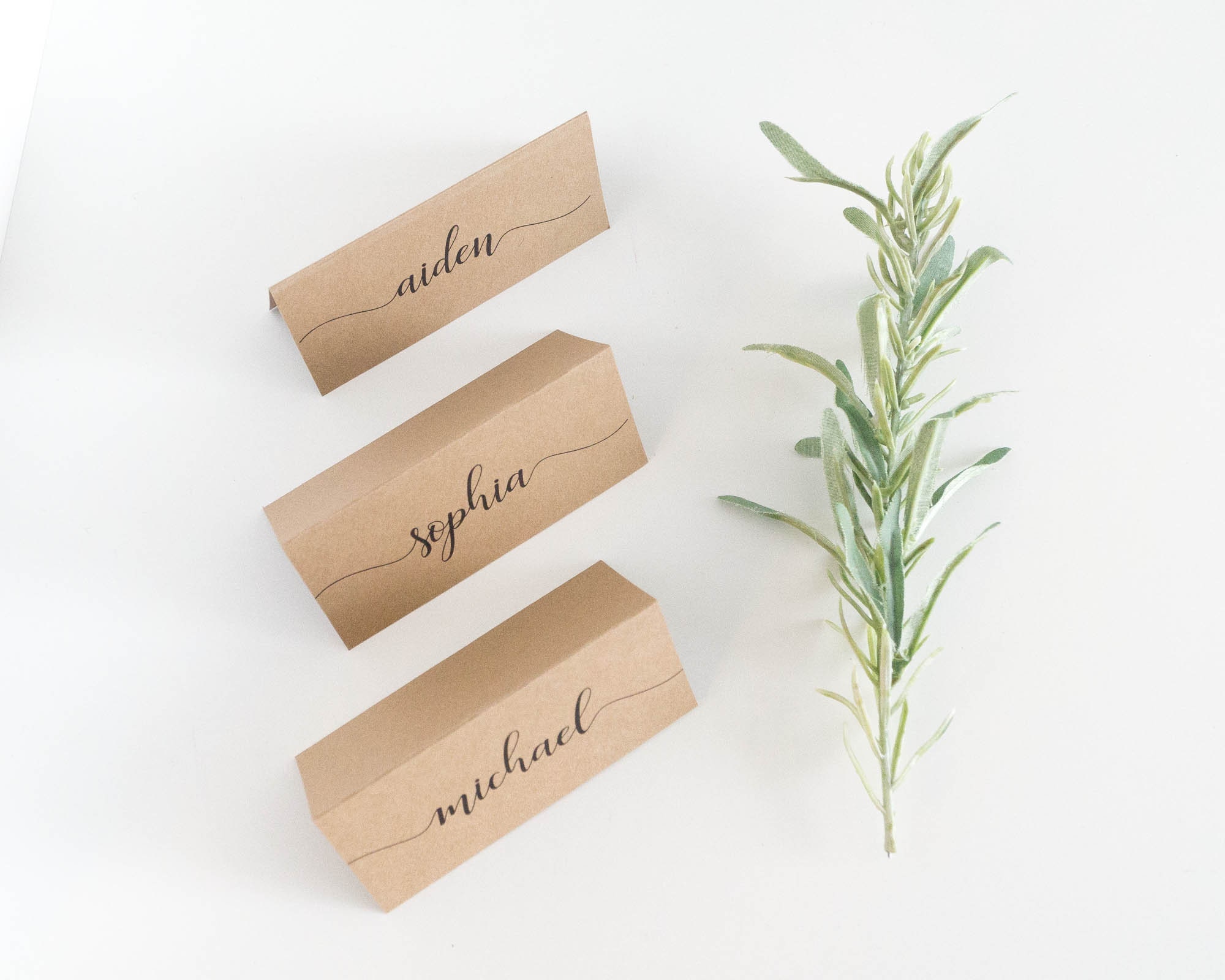 10 Rustic Wedding Kraft Place Cards PRINTED Place Cards | Etsy