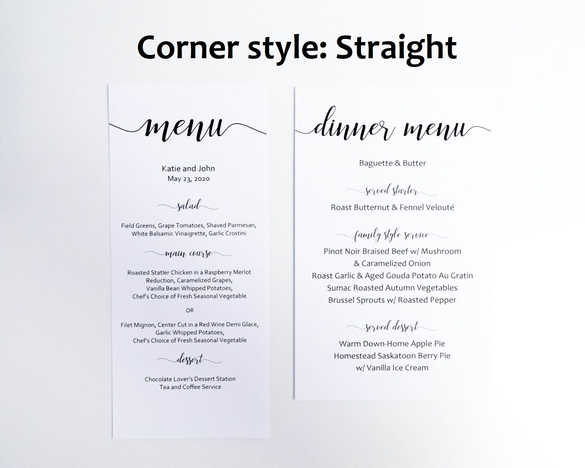 PRINTED White Dinner Menu Pack of 10 White Wedding Dinner Etsy