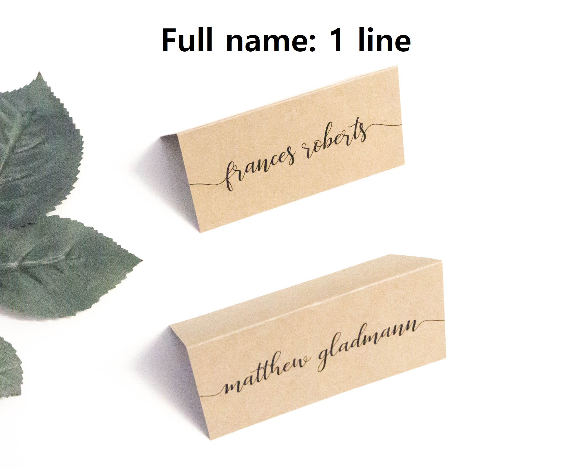 10 Full Name Rustic Wedding Kraft Place Cards Printed Place | Etsy