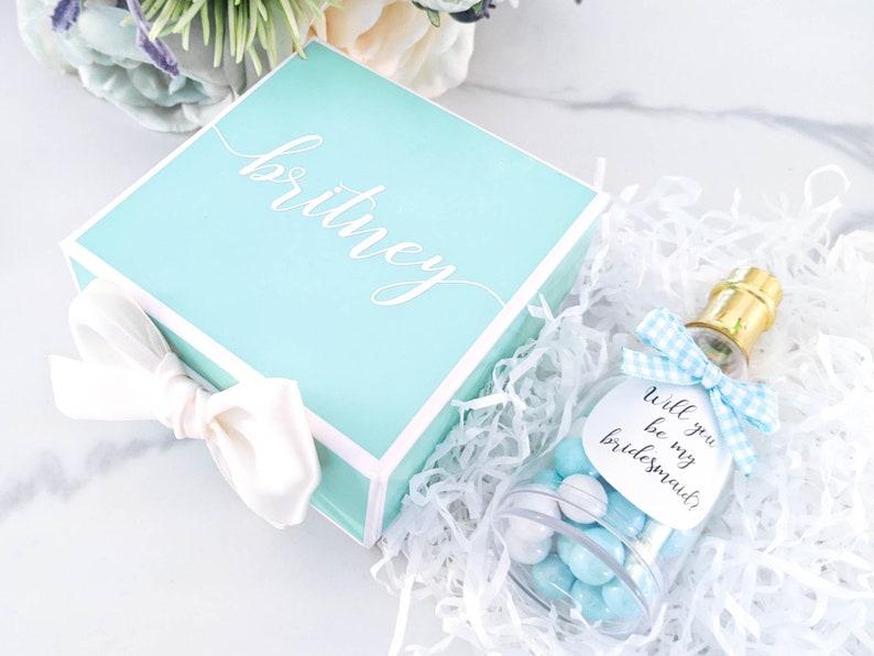 Personalized small blue gift box BOX ONLY bracelet box Etsy