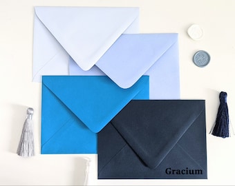 Blue A7 envelopes, Pack of 10, wedding envelopes, invitation envelopes, dusty blue A7 envelopes, A7 v flap envelopes, navy blue a7 envelope