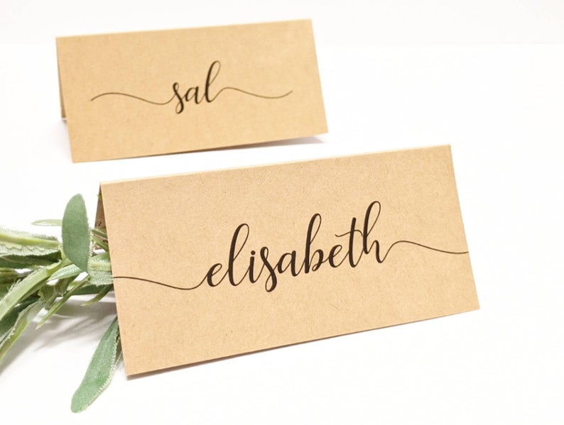 10 Rustic Wedding Kraft Place Cards PRINTED Place Cards - Etsy