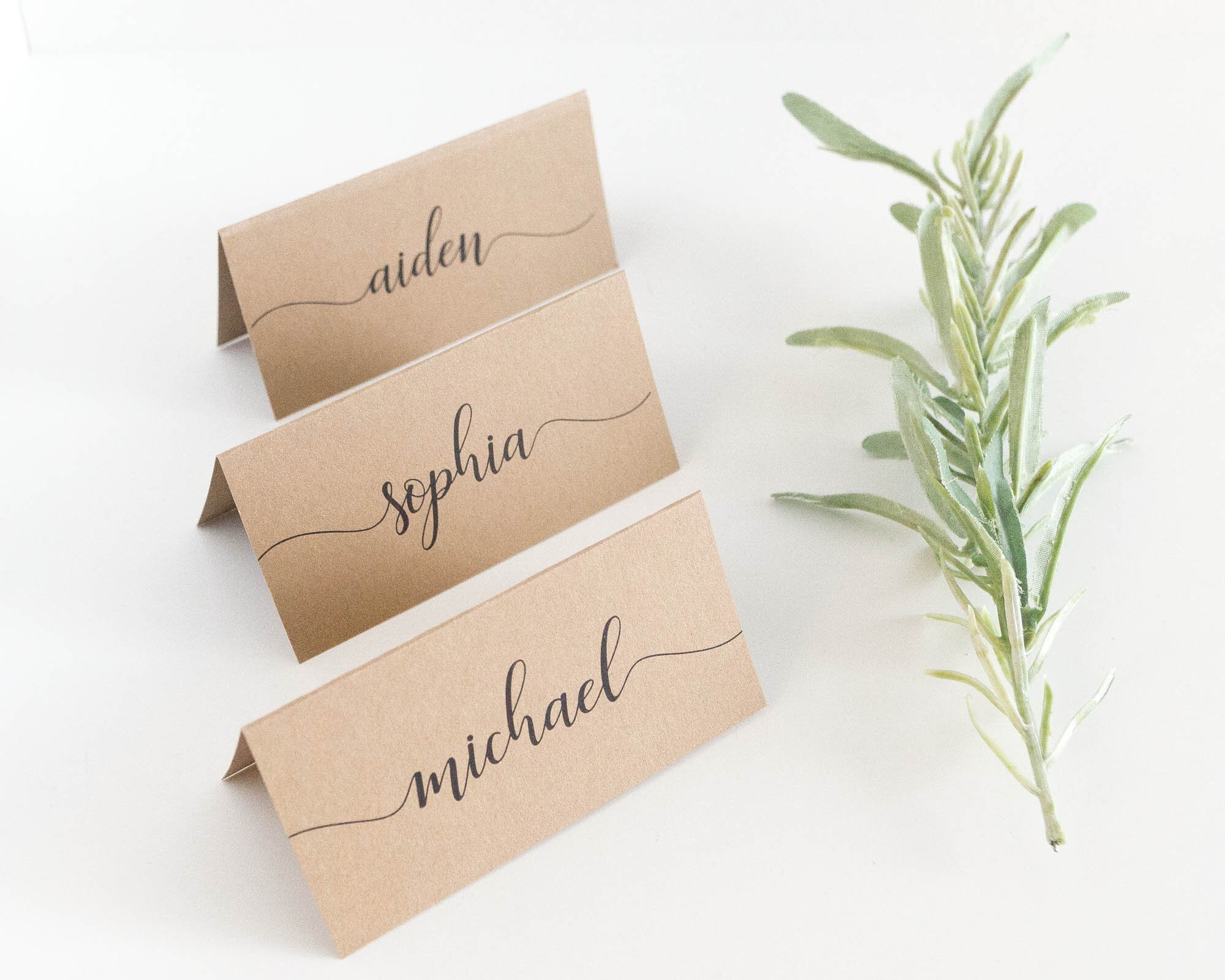 10 Rustic Wedding Kraft Place Cards PRINTED Place Cards | Etsy