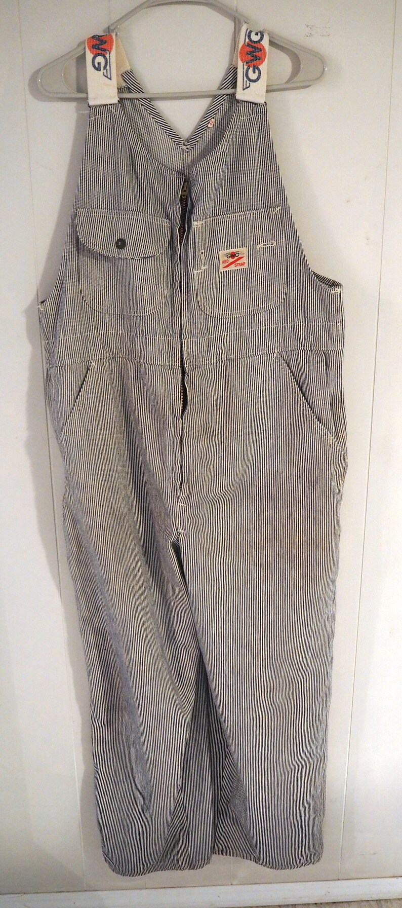 Vintage GWG RED STRAP Work Wear Bib Overalls Dungarees Size 42 Etsy