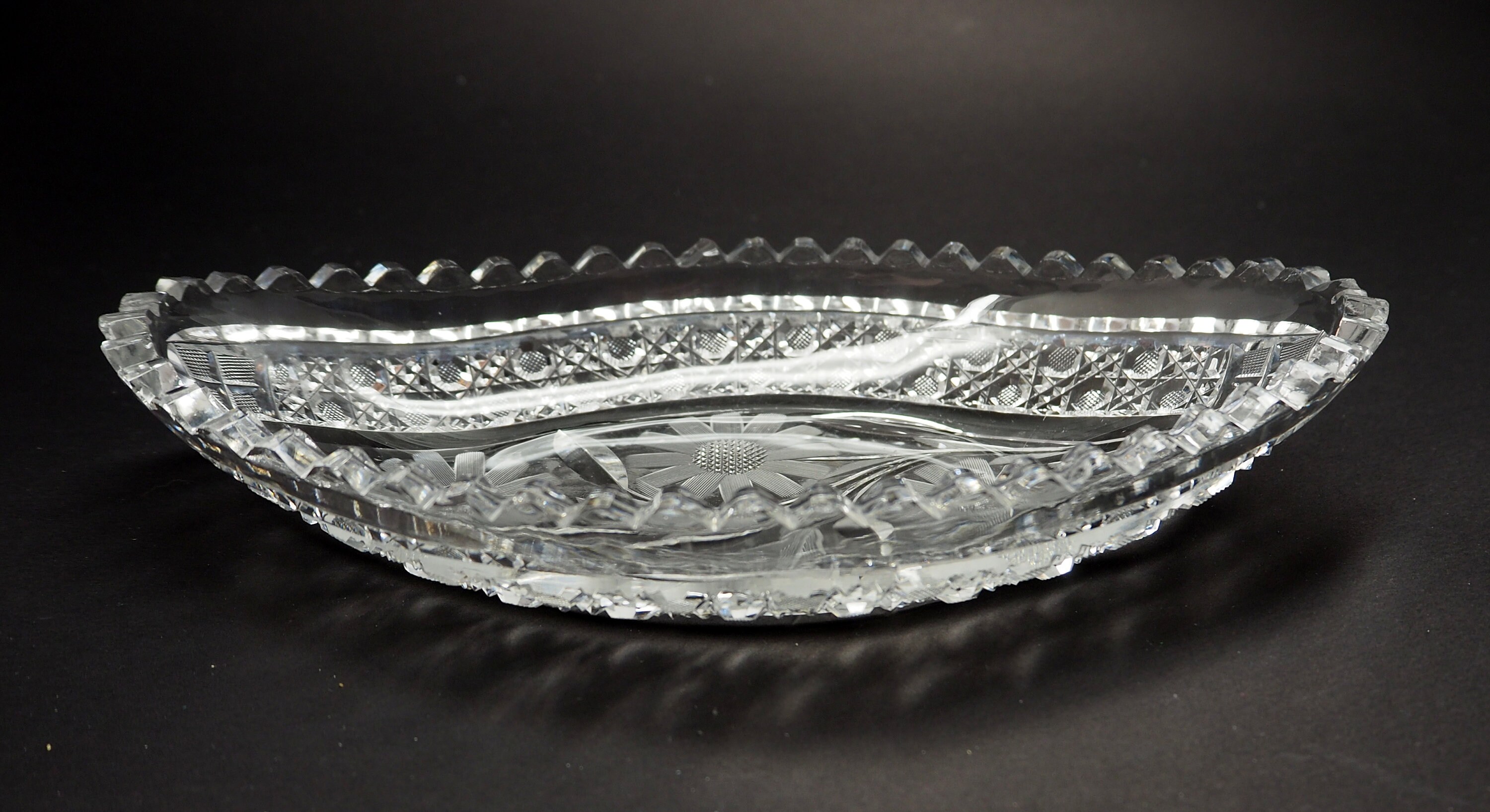 ABP Cut Glass Crystal Celery Glass Dish Boat Sunflowers Etsy