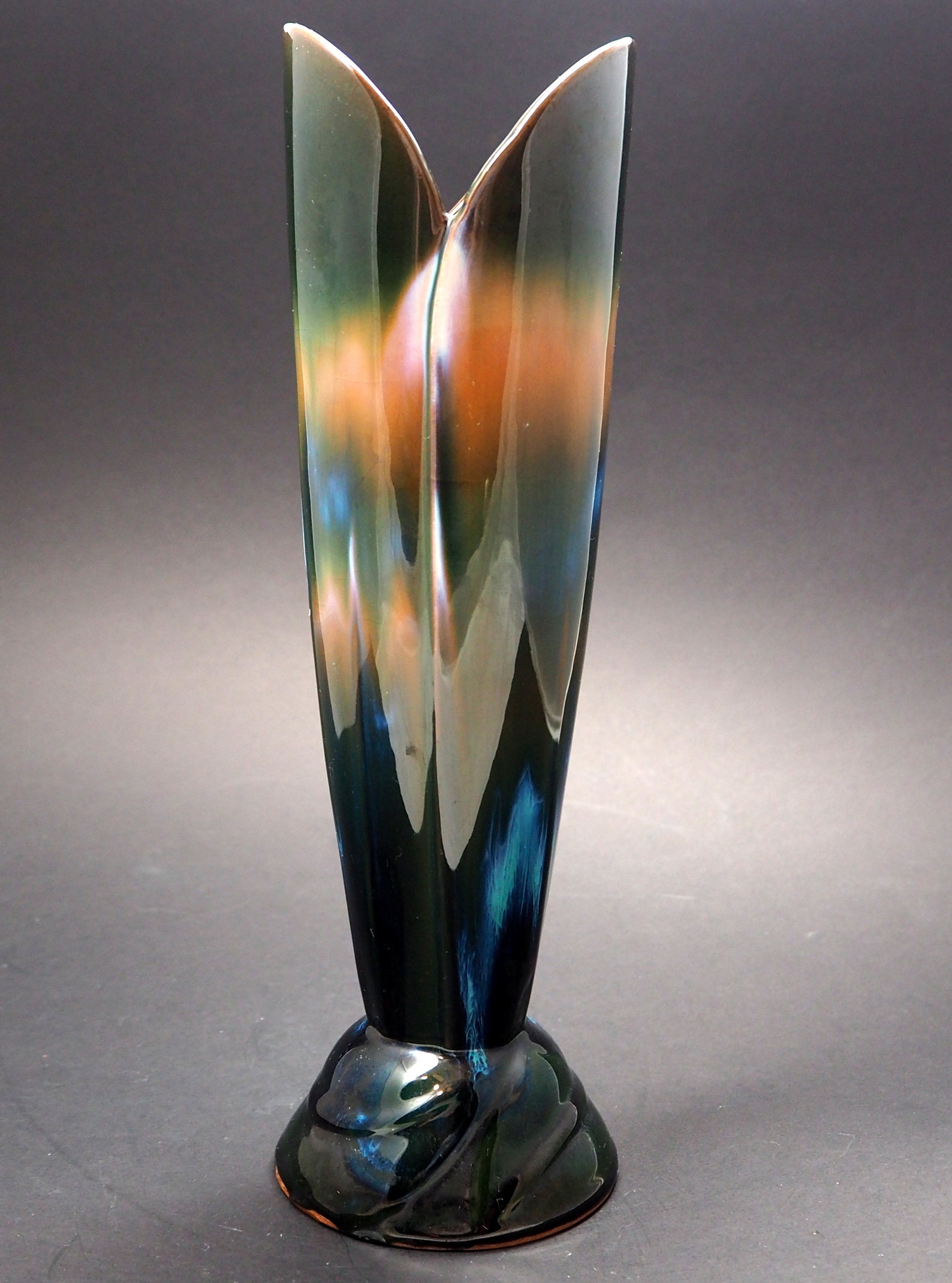 Vintage Rainbow Ceramics Canada Footed Vase Canadian Ceramic Etsy