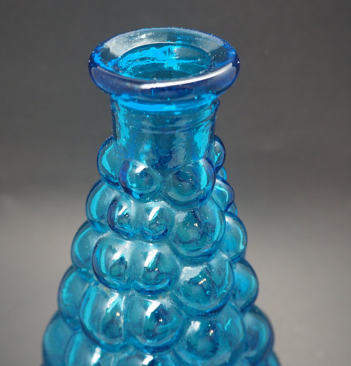 Blue Bubble Glass Vase Made in Italy Mid century Empoli Aqua Etsy