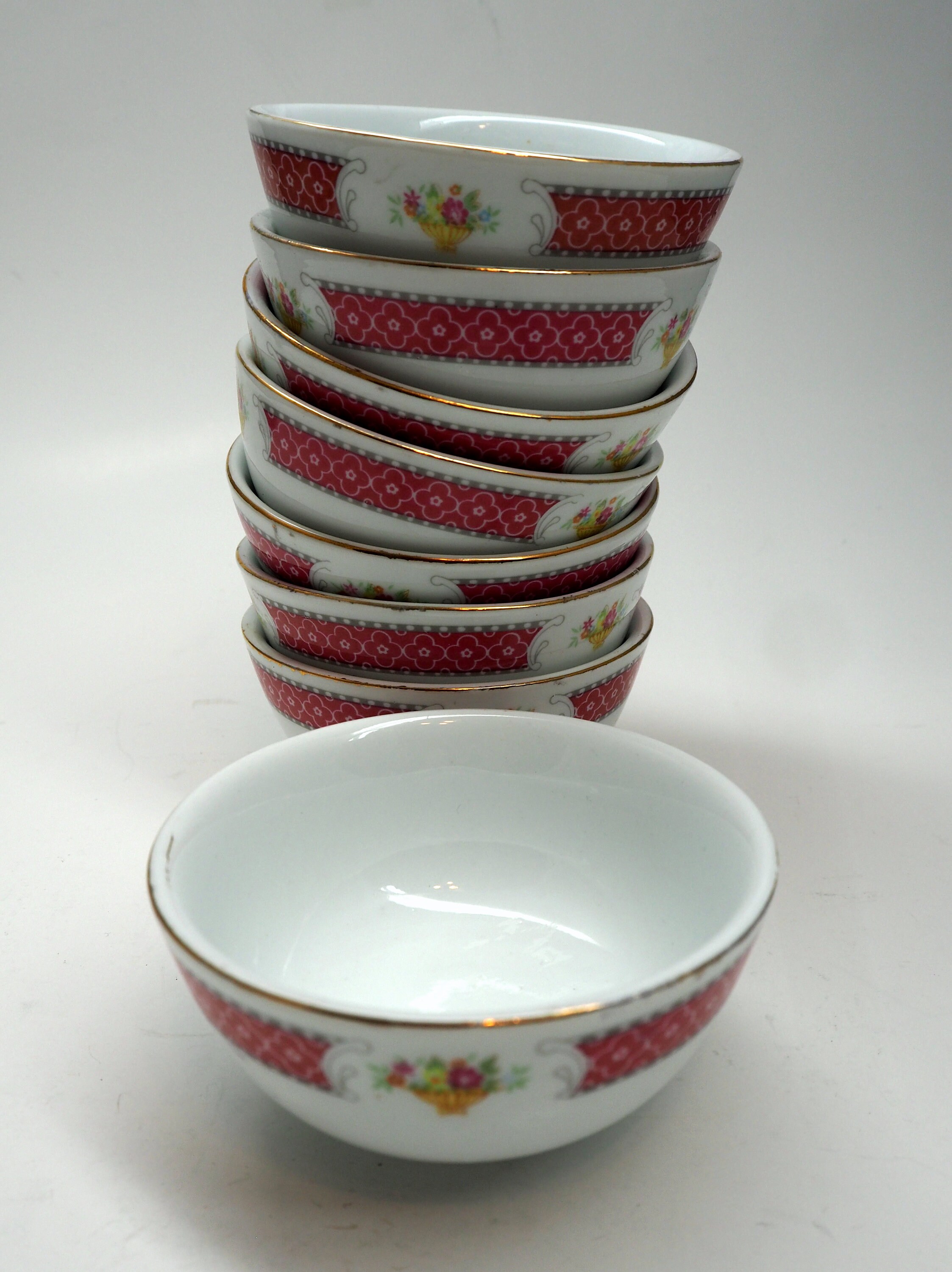 Vintage 4 Inch Chinese China bowls Asian soup bowl red and Etsy