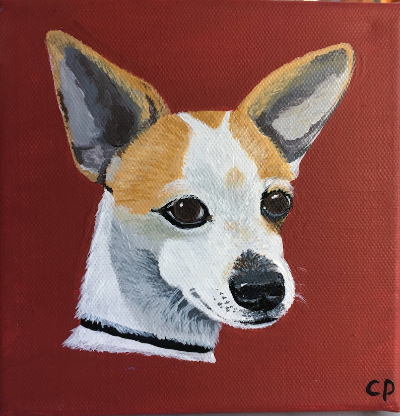 6 X 6 Acryl Gemälde Von Einem Terrier Chihuahua Etsy