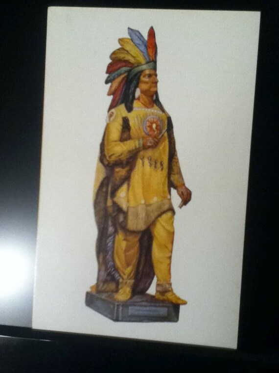 Cigar Store Indian Vintage Color Postcard XIX Century National Etsy
