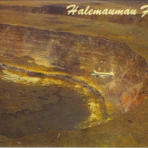 Hawaiian Views of HALEMAUMAU FIREPIT Kilauea Vintage Color Postcard Unposted 1951