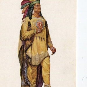 Cigar Store Indian Vintage Color Postcard XIX Century National Gallery Of Art Washington, D. C  P-416