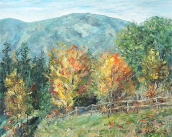 Landscape Painting Countryside, Art Prints, Plein Air Painting, Classic Painting, Smoky Mountains, Landscape Print, National Park Art, Fall