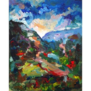 Abstract Mountain Painting, Art Prints, First Home Gift, Housewarming Gift, Sunrise Painting, Fall Landscape Painting, Modern Art, Plein Air